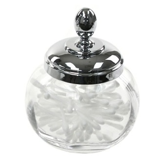 Bathroom Jar Round Clear Crystal Glass Cotton Swab Jar Windisch 88475D